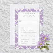 Lilly Damask Floral Wedding Meal RSVP Card