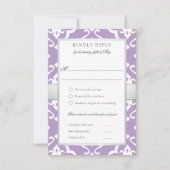 Lilly Damask Floral Wedding Meal RSVP Card (正面)