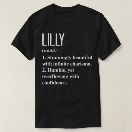 Lilly First Name Definition Personalized Gift Idea Tシャツ (デザイン正面)
