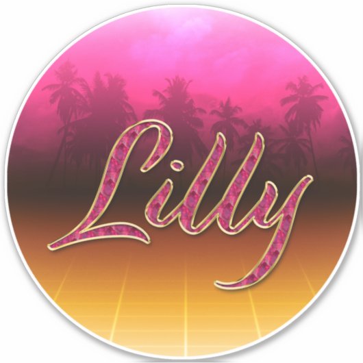 Lilly Vorname Name golden pink Aufkleber Sticker シール (正面)