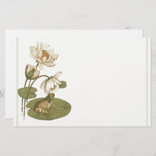 Lillypadおよびカエルの文房具 便箋 (正面/裏面)