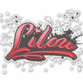 Lilou red Heart Graffiti Aufkleber Sticker シール (正面)