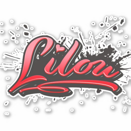 Lilou red Heart Graffiti Aufkleber Sticker シール (正面)