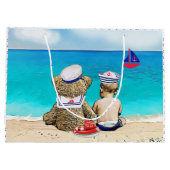 Lil'Sealor航海のをテーマにしたBaby Shower ラージペーパーバッグ (裏面)