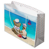 Lil'Sealor航海のをテーマにしたBaby Shower ラージペーパーバッグ (裏面アングル)