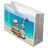 Lil'Sealor航海のをテーマにしたBaby Shower ラージペーパーバッグ (正面アングル)