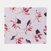 Lilyフローラ手描きイラストレーションパターン フリースブランケット (正面(横))