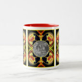 Lilyフローラ抽象芸術フレーム独自の写真を作成 ツートーンマグカップ (中央)