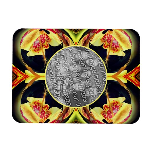 Lilyフローラ抽象芸術フレーム独自の写真を作成 マグネット (横)