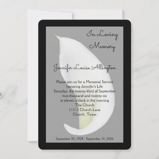 Lily素晴らしメモリアルサービスのお知らせ 招待状 (正面)