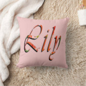 "Lily" 赤い花リリー名 クッション (ブランケット)