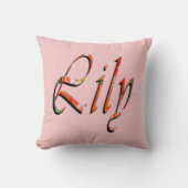 "Lily" 赤い花リリー名 クッション (正面)