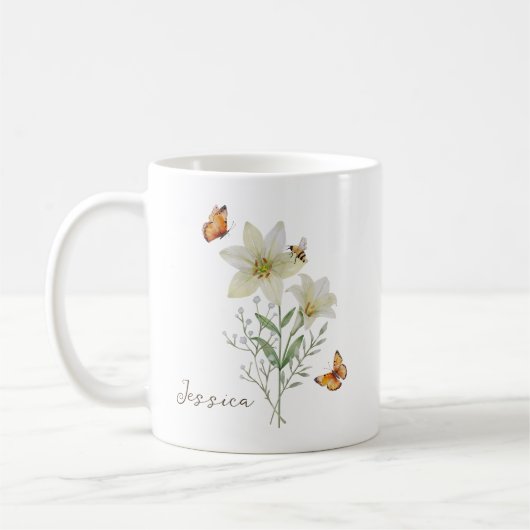 Lily Birth Month Flower コーヒーマグカップ (左)