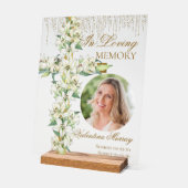Lily Cross Celebration of Life Memorial Funeral アクリルサイン (傾斜)