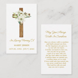 Lily Cross Memorial Funeral Prayer Card 名刺