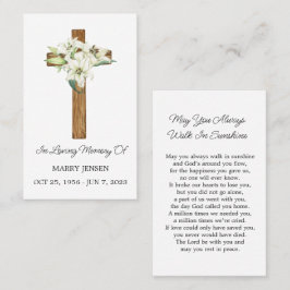 Lily Cross Memorial Funeral Prayer Card 名刺