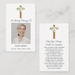 Lily Cross Memorial Photo Funeral Prayer Card 名刺