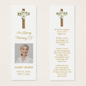 Lily Cross Photo Funeral Memorial Bookmark (正面&裏面)