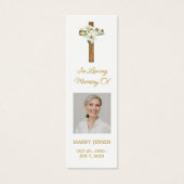 Lily Cross Photo Funeral Memorial Bookmark (正面)