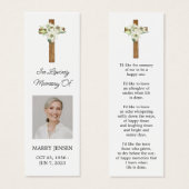 Lily Cross Photo Funeral Memorial Bookmark (正面&裏面)