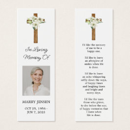 Lily Cross Photo Funeral Memorial Bookmark
