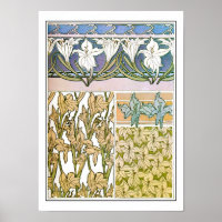 Lily Flowers of Art Nouveau Style, Mucha