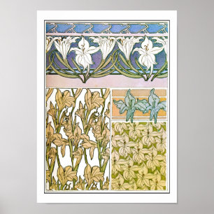 Lily Flowers of Art Nouveau Style, Mucha ポスター