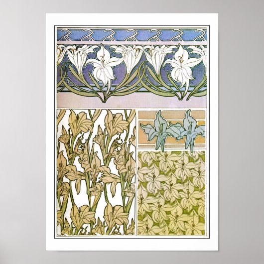Lily Flowers of Art Nouveau Style, Mucha ポスター (正面)