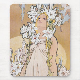Lily (Four Flowers), Alphonse Mucha マウスパッド