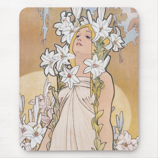 Lily (Four Flowers), Alphonse Mucha マウスパッド (正面)