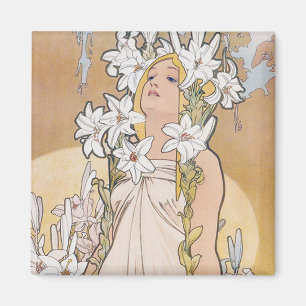 Lily (Four Flowers), Alphonse Mucha マグネット