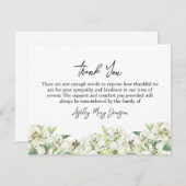 Lily Funeral Thank You Note Card Bereavement サンキューカード (正面/裏面)
