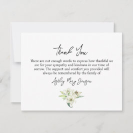 Lily Funeral Thank You Note Card Bereavement サンキューカード