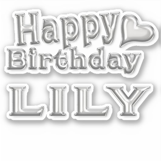 Lily Happy Birthday silver Aufkleber Sticker シール (正面)