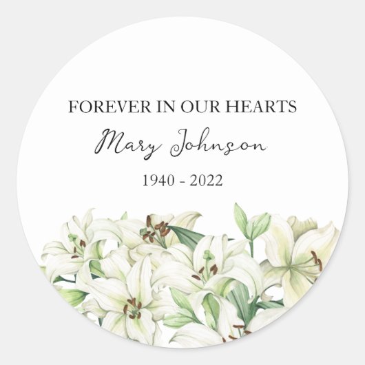 Lily Memorial Funeral Classic Round Sticker ラウンドシール (正面)