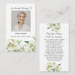 Lily Memorial Photo Funeral Prayer Card 名刺