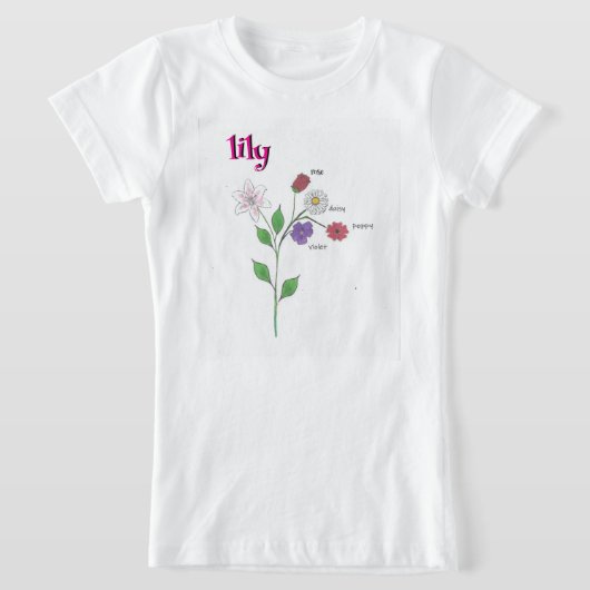 Lily Name Girl's Flower T-Shirt Tシャツ (レイダウン)