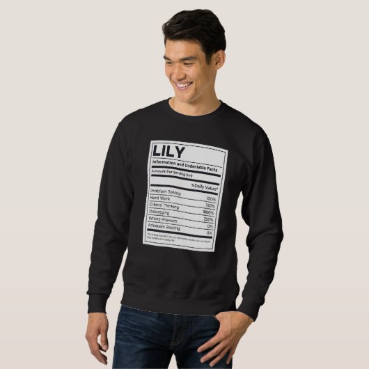 Lily Nutrition Information Problem Solving懸命 スウェットシャツ (正面フル)