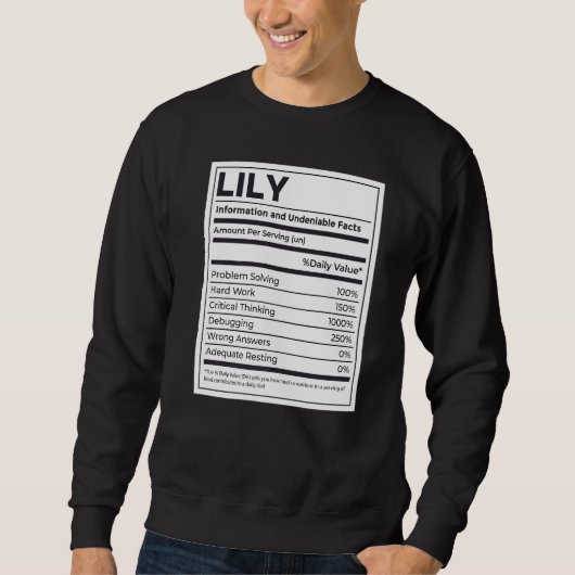 Lily Nutrition Information Problem Solving懸命 スウェットシャツ (正面)