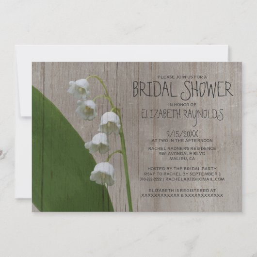 Lily of the 素朴 Valley Bridal Shower Invitation 招待状 (正面)