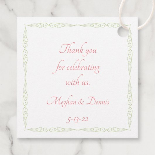 Lily of the Valleyとバラのピンクの花束 フェイバータグ (裏面)