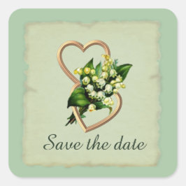 Lily of the ValleyのハートSave the Date スクエアシール