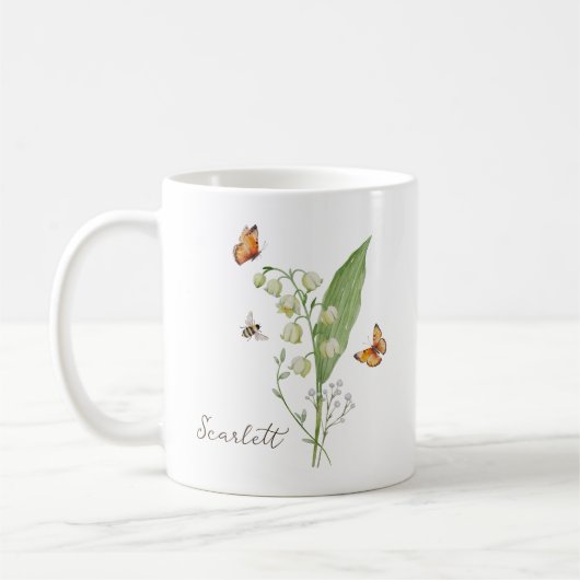 Lily of the Valley Birth Month Flower コーヒーマグカップ (左)