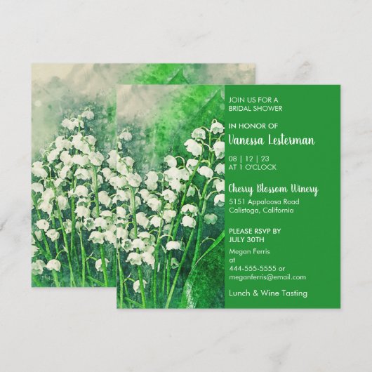 Lily of the Valley Bridal Shower Invitation 招待状 (正面/裏面)