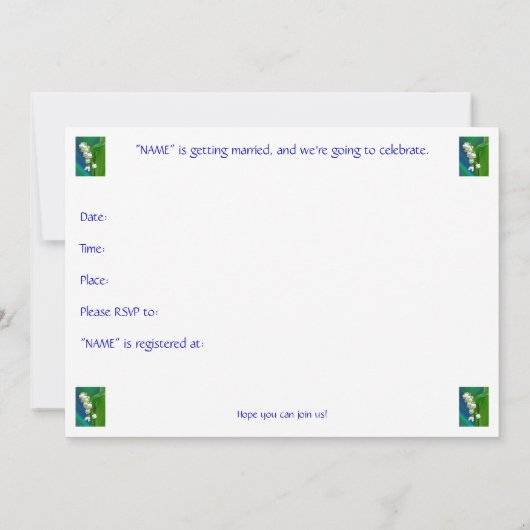 Lily of the Valley Bridal Shower Invitation 招待状 (裏面)