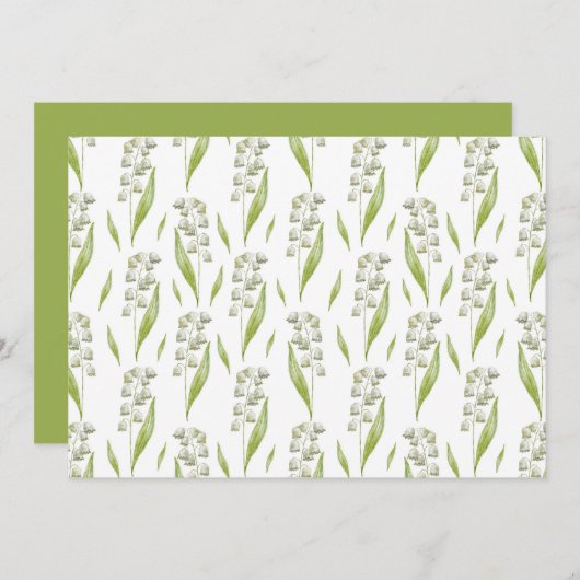 Lily of the Valley Floral Botanical Note Card ノートカード (正面/裏面)
