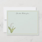 Lily of the Valley Floral Botanical Sage Green ノートカード (正面)