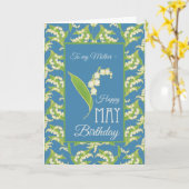 Lily-of-the-Valley May誕生日カード、青：母 カード (黄色い花)