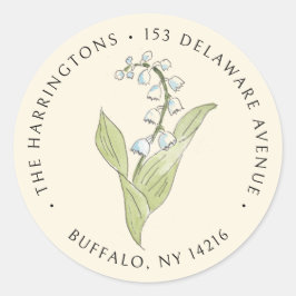 Lily of the Valley May Floral Return Address ラウンドシール