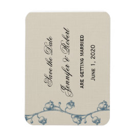 Lily of the Valley onベージュ色リネン日付を保存 マグネット